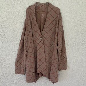 Cuddl Duds Women's Plaid Cardigan in Brown and Red soft size 2X